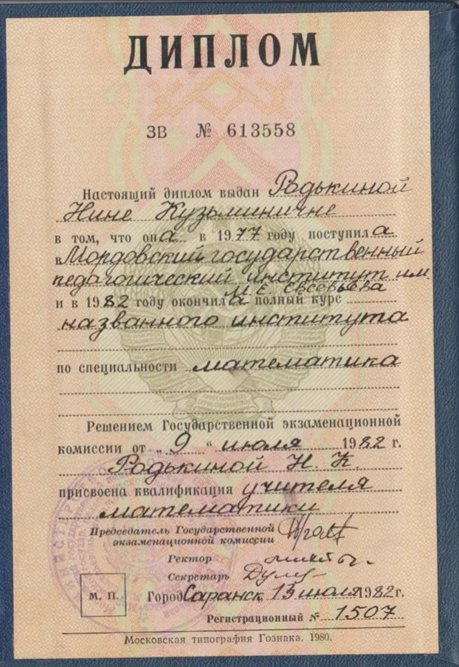 Диплом по специальности "математика"