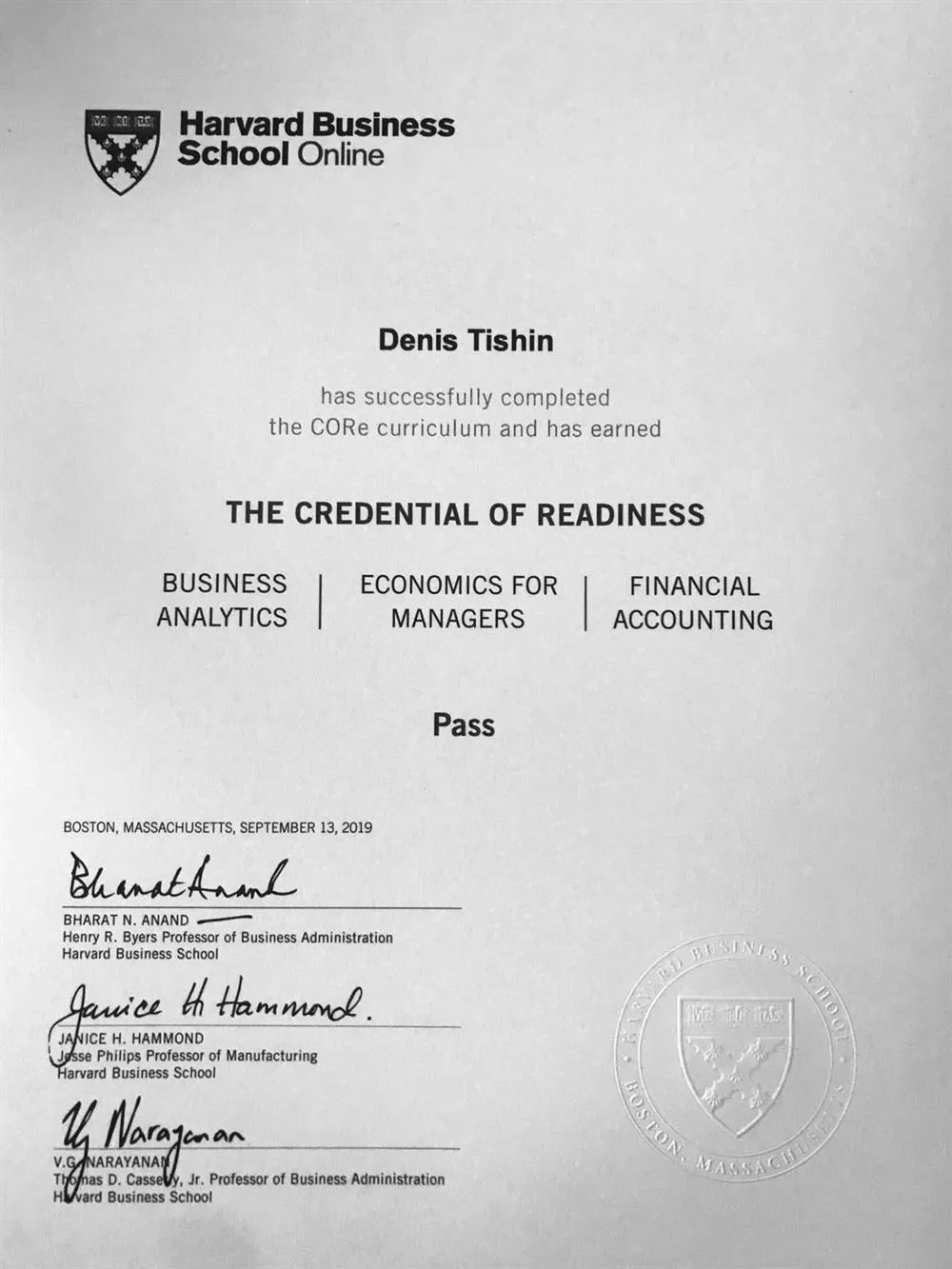 Harvard Business School Credentials or Readiness