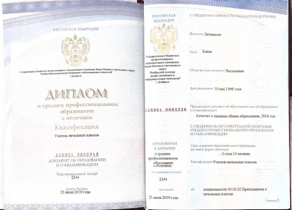Диплом (квалификация «Учитель начальных классов»)