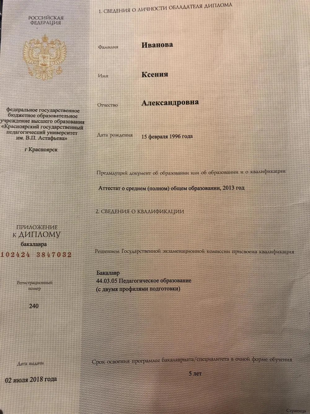 Диплом бакалавра