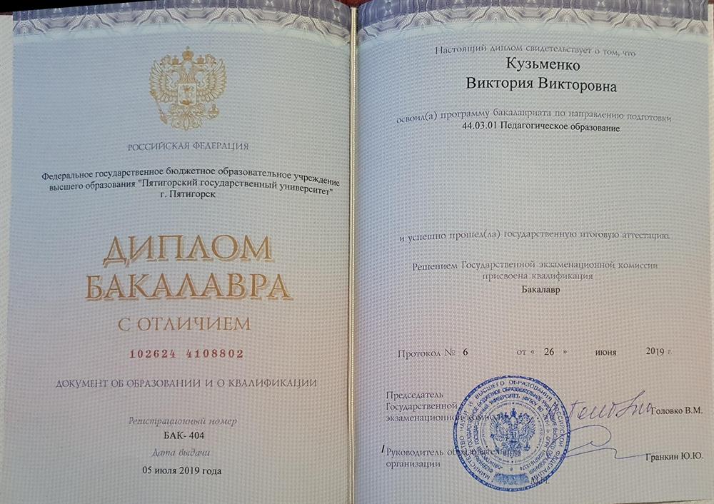Диплом бакалавра "Педагогическое образование" (Профиль: Филологическое образование)