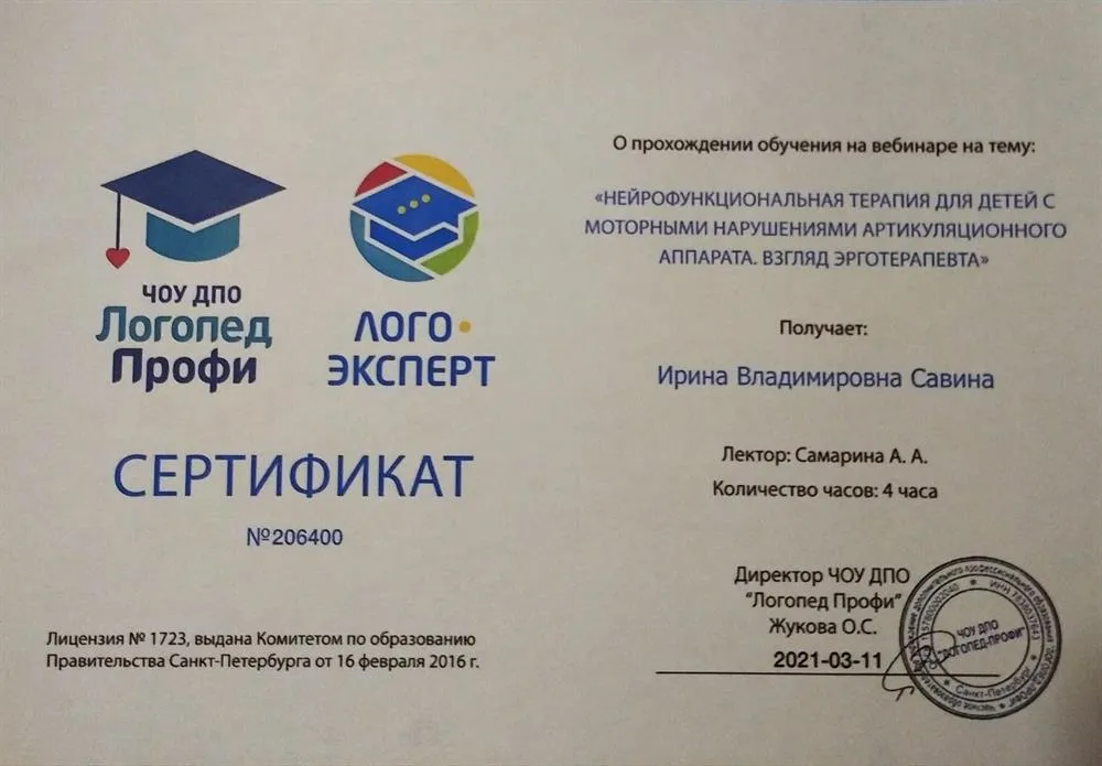 Нейрофункциональная терапия для детей с моторными нарушениями артикуляционного аппарата. Взгляд эрготерапевта