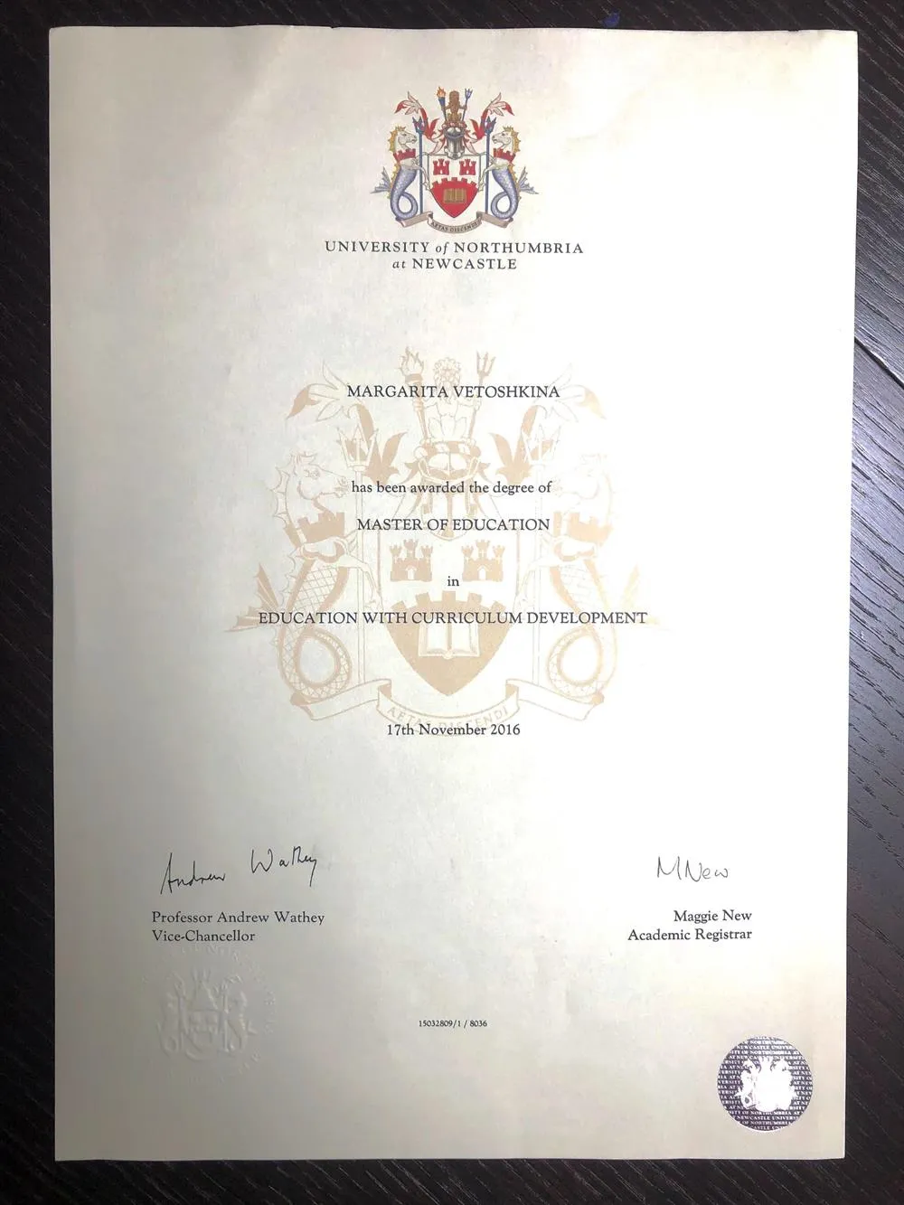 Masters degree