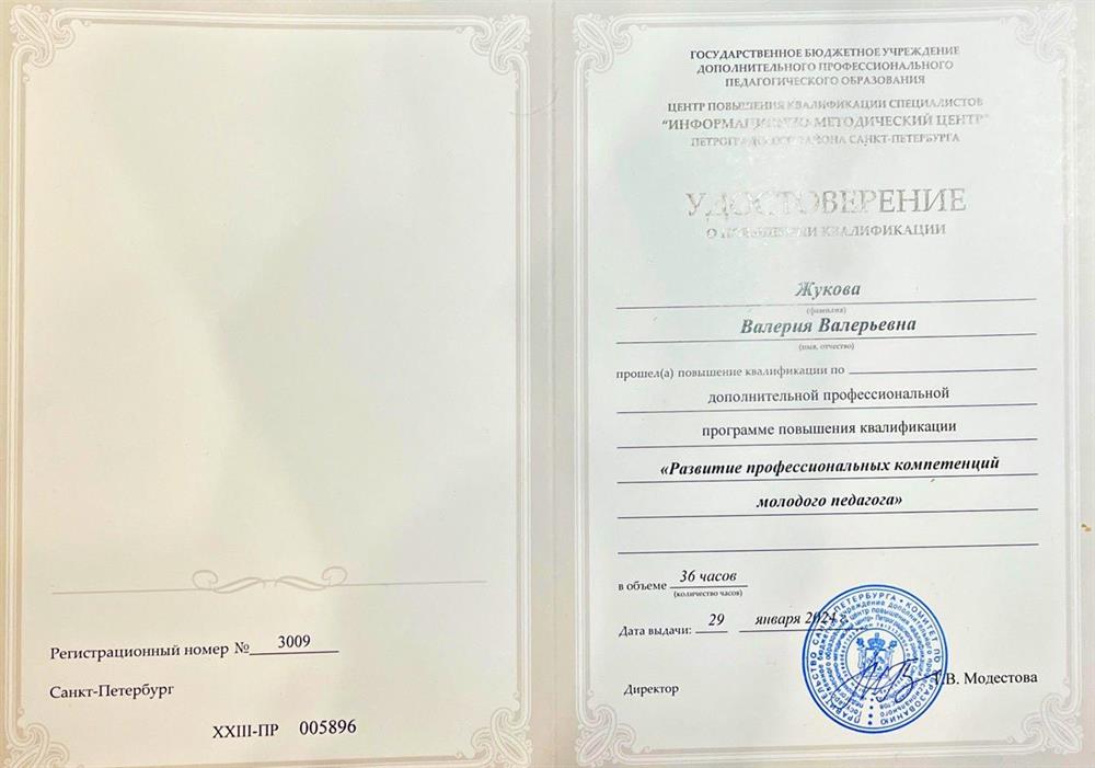 Развитие профессиональных компетенции молодого педагога 