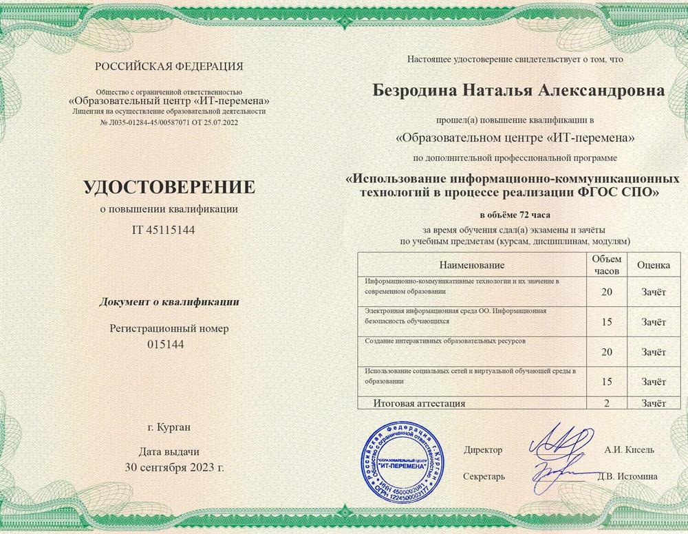 Повышение квалификации
