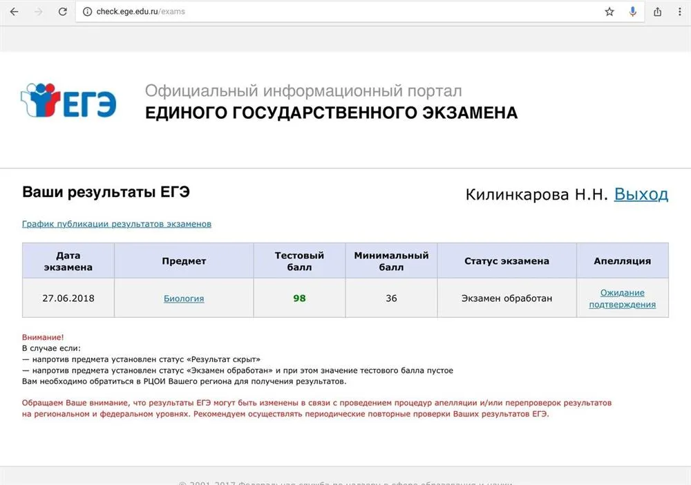 Мой результат ЕГЭ