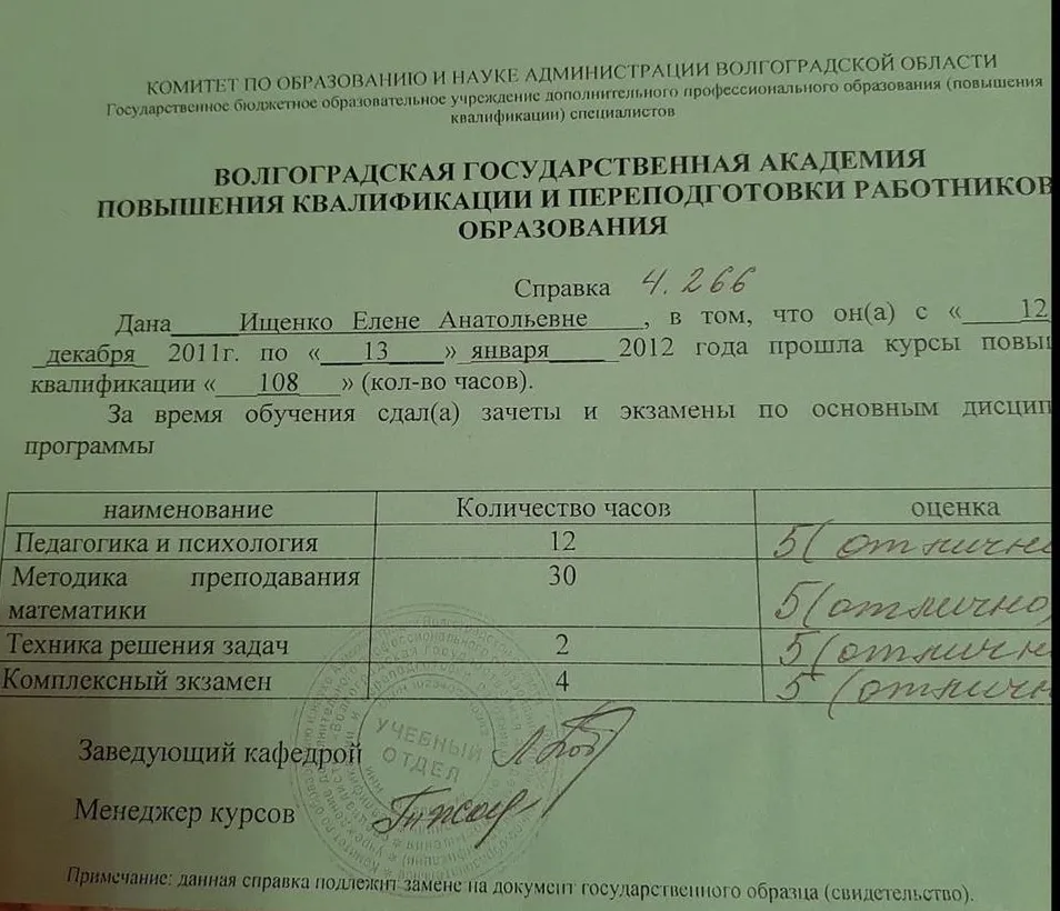 Курсы повышения квалификации