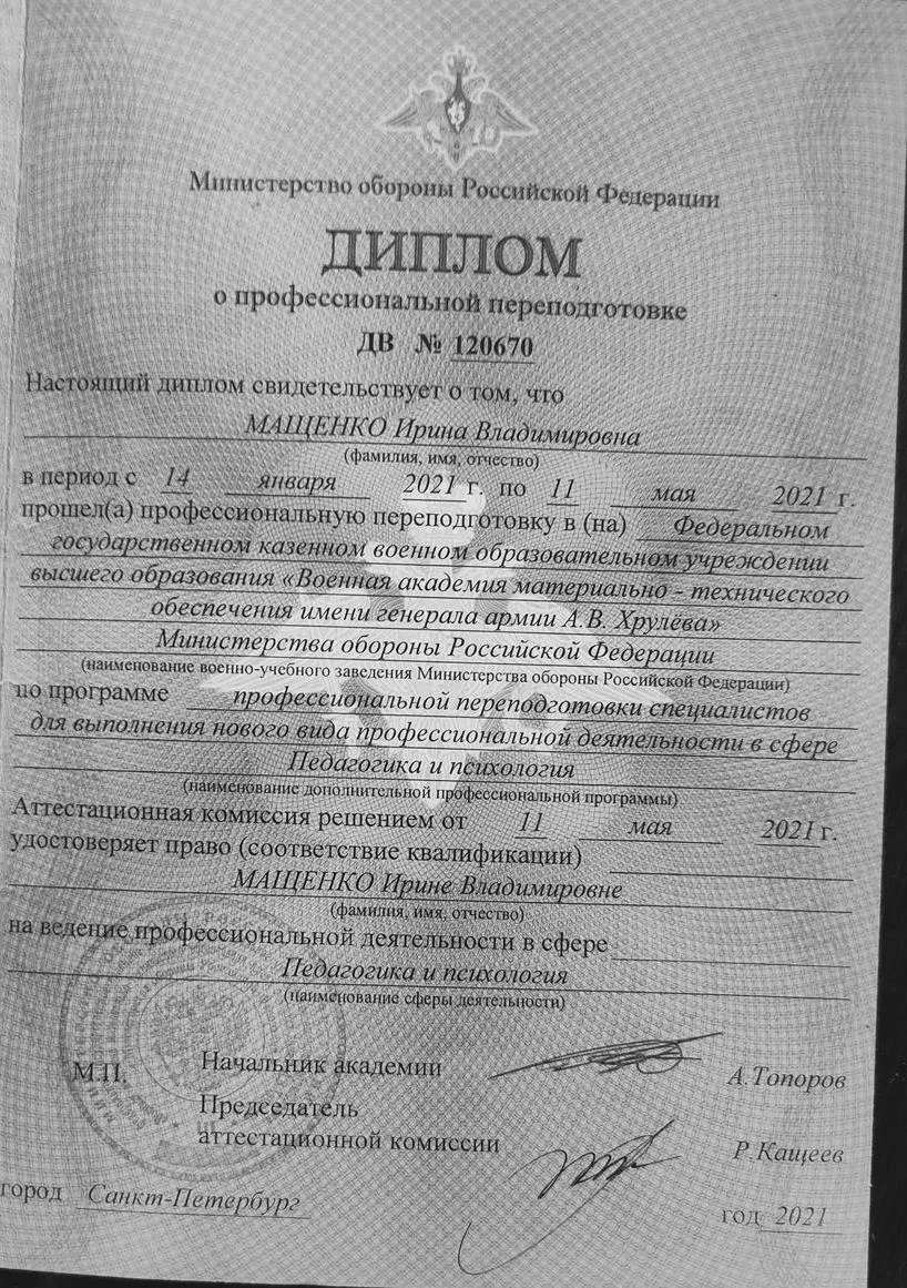 Диплом о профессиональной переподготовке