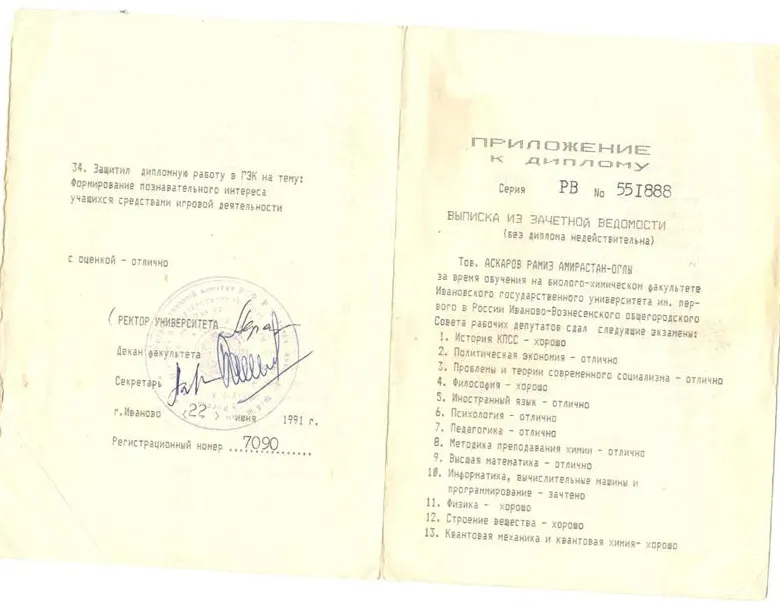 Приложение к диплому №1