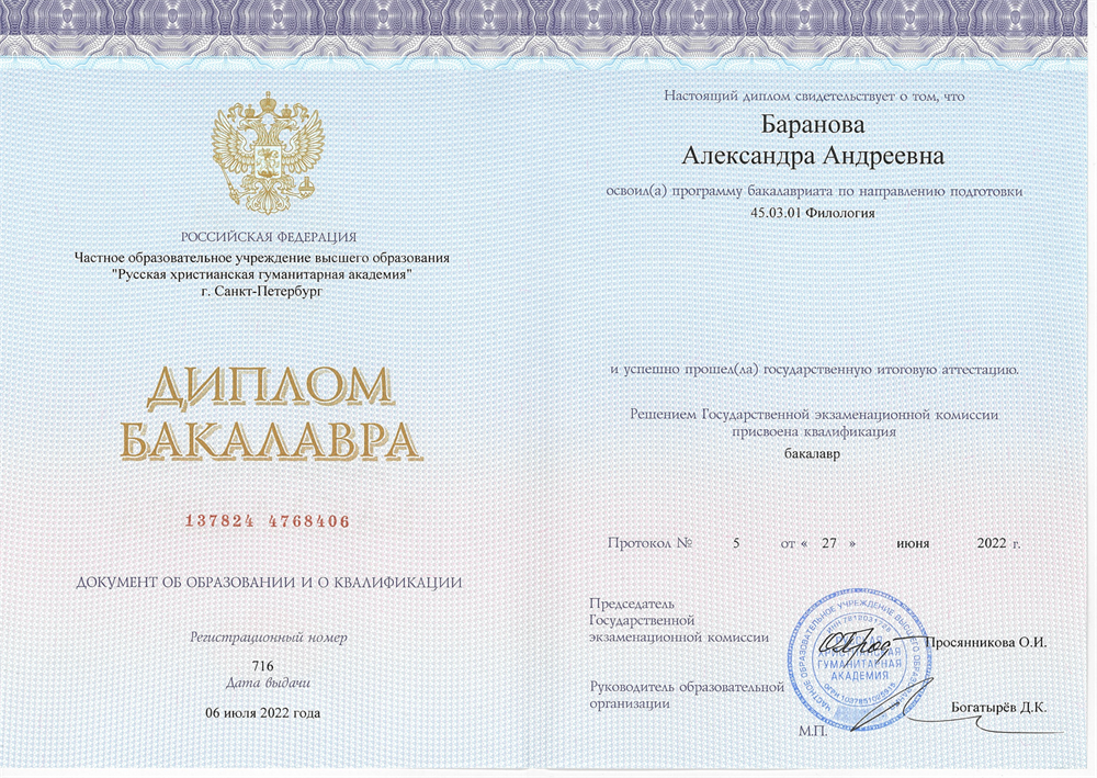 Диплом бакалавра 