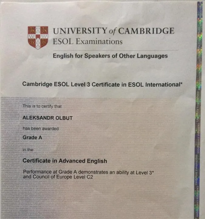Certificate in Advanced English