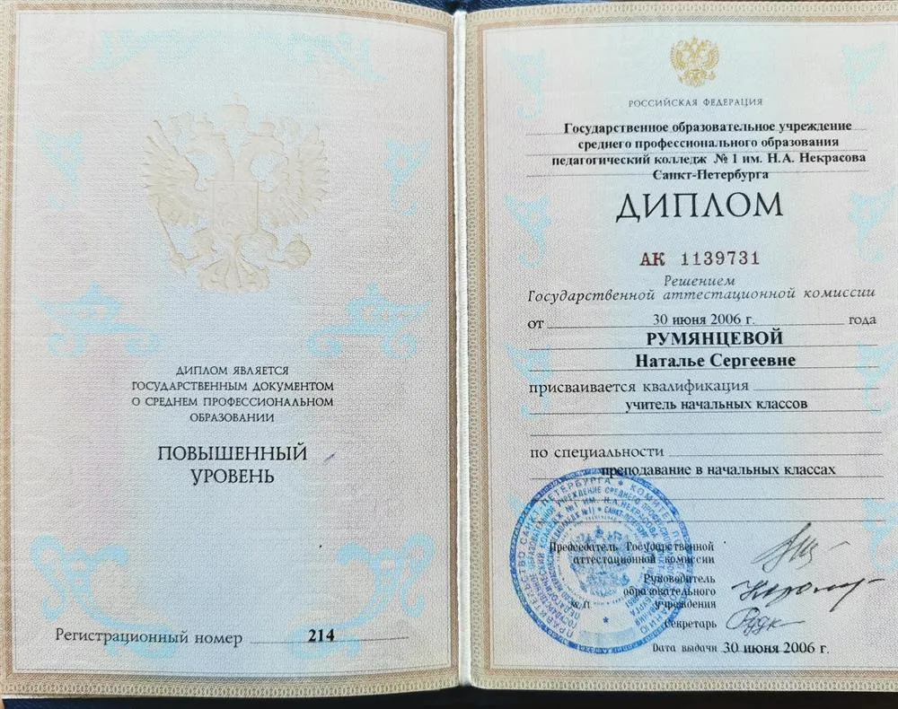 Диплом учителя начальных классов