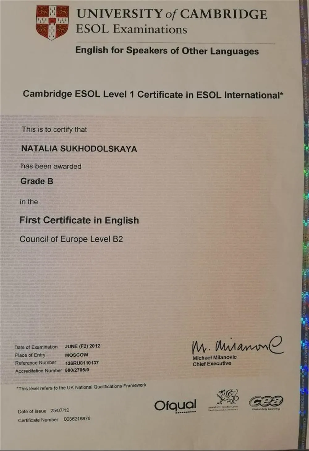 First Certificate of English