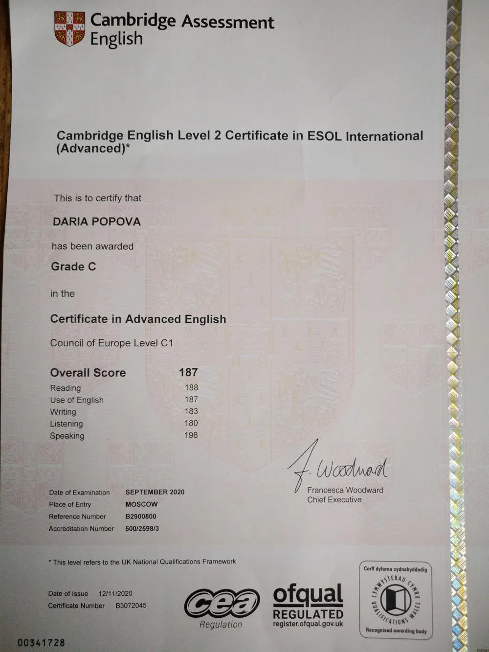 Cambridge Certificate in Advanced English
