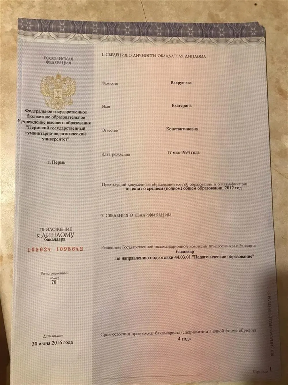 Диплом Бакалавра