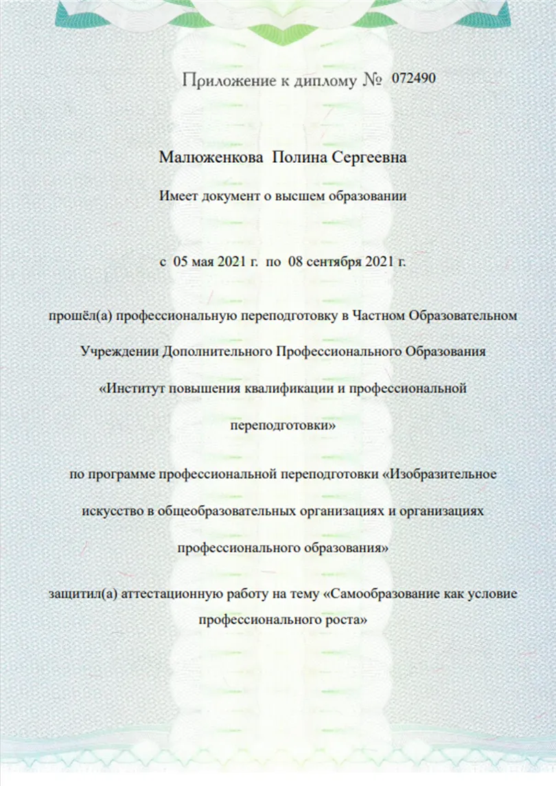 Приложение к диплому