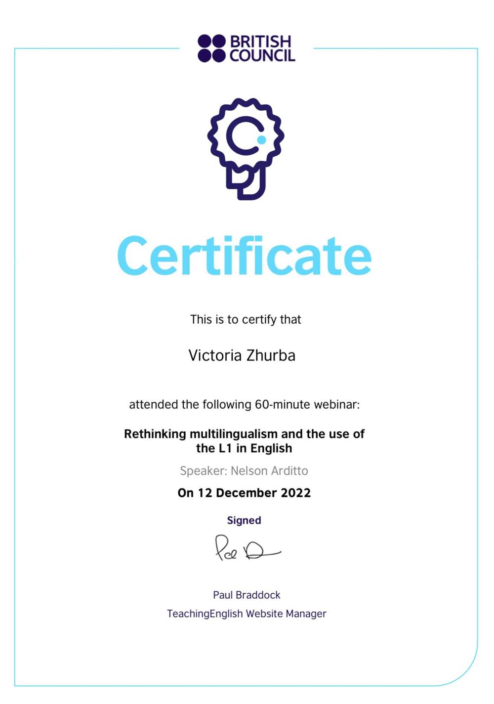 British Council, The use of L1 in English teaching