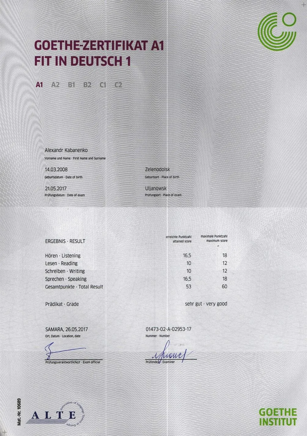 Fit in Deutsch 1