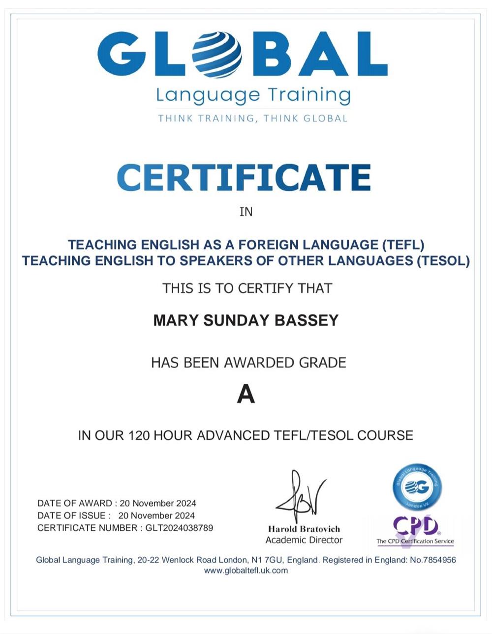 TEFL/TESOL CERTIFICATE 
