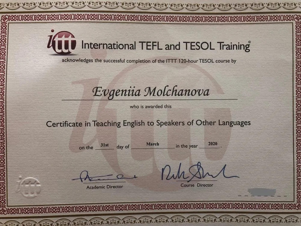 TEFL Certificate in Teaching English to Speakers of other languages