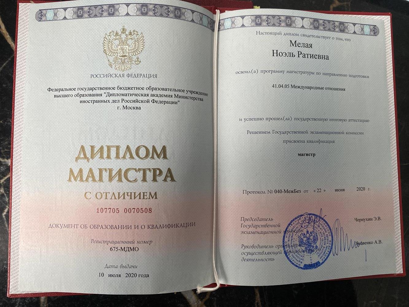 Диплом об окончании Магистратуры