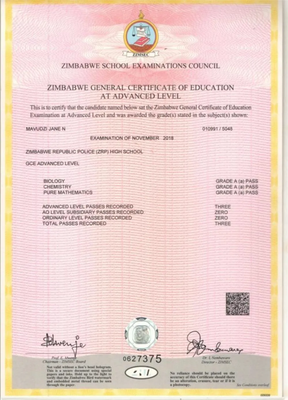 A leve certificate 