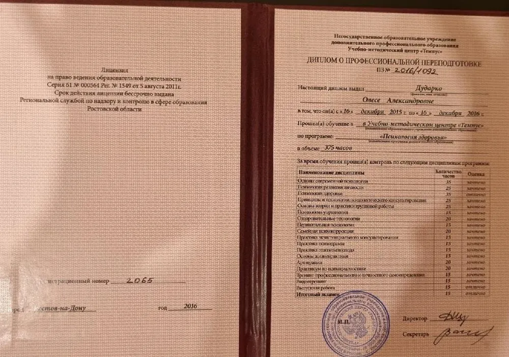 Диплом психология