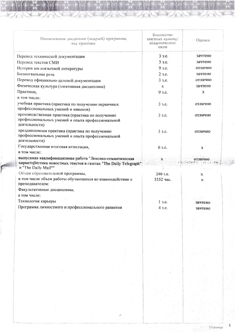 Диплом о высшем образовании, страница 3
