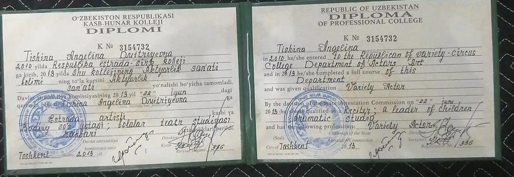 Диплом актера эстрады (мастер художественного слова, руководитель детских театральных студий) 