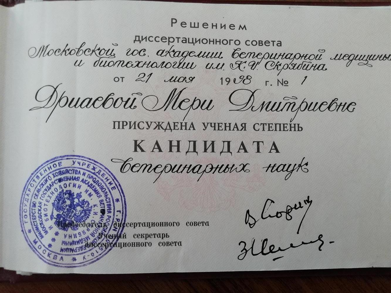 Диплом кандидата наук