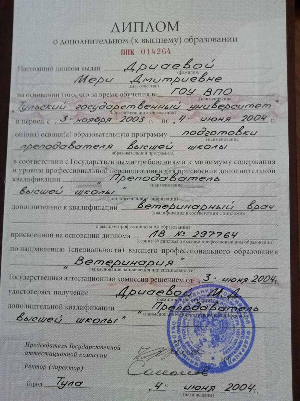 Диплом преподавателя высшей школы