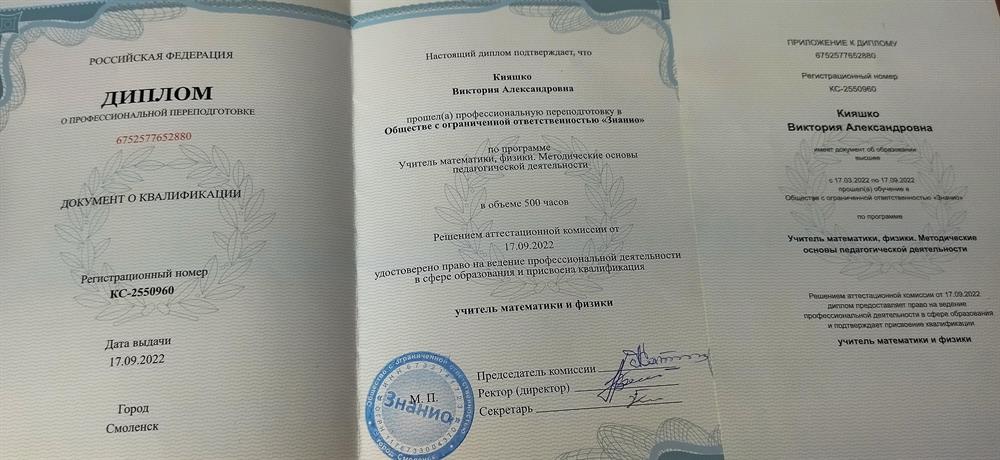 Переподготовка: математика и физика