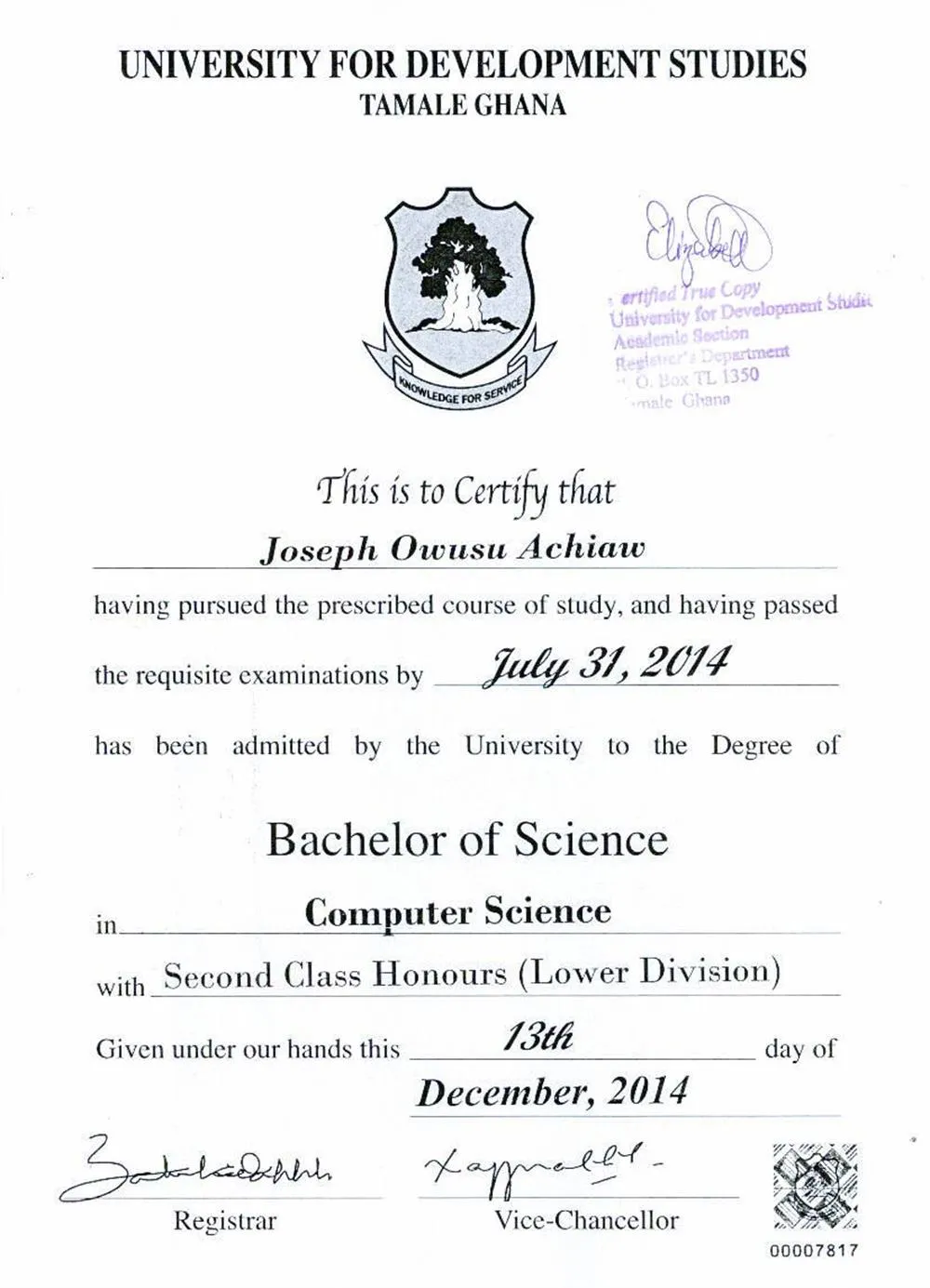 Bachelor diploma 