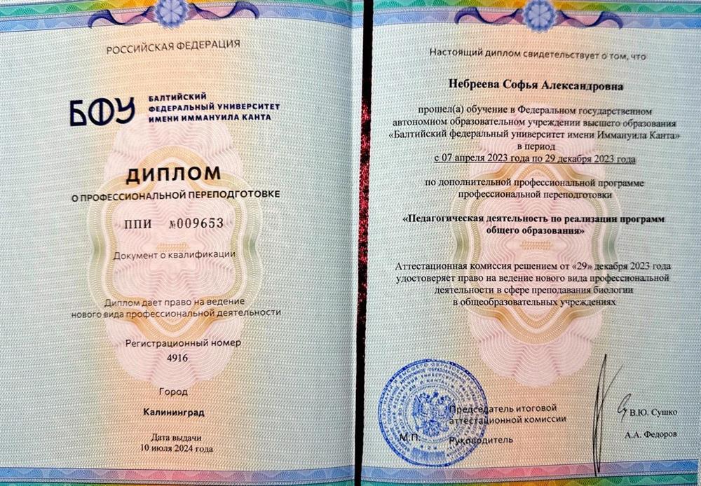 Диплом о профессиональной переподготовке