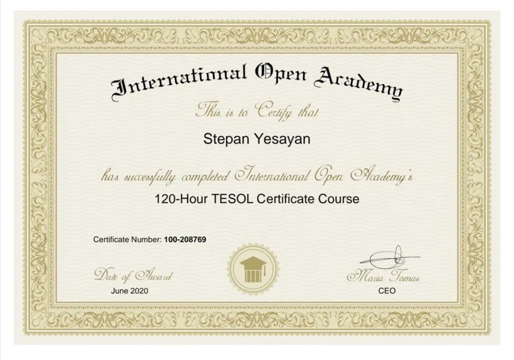 120 - Hour Tesol Certificate Course