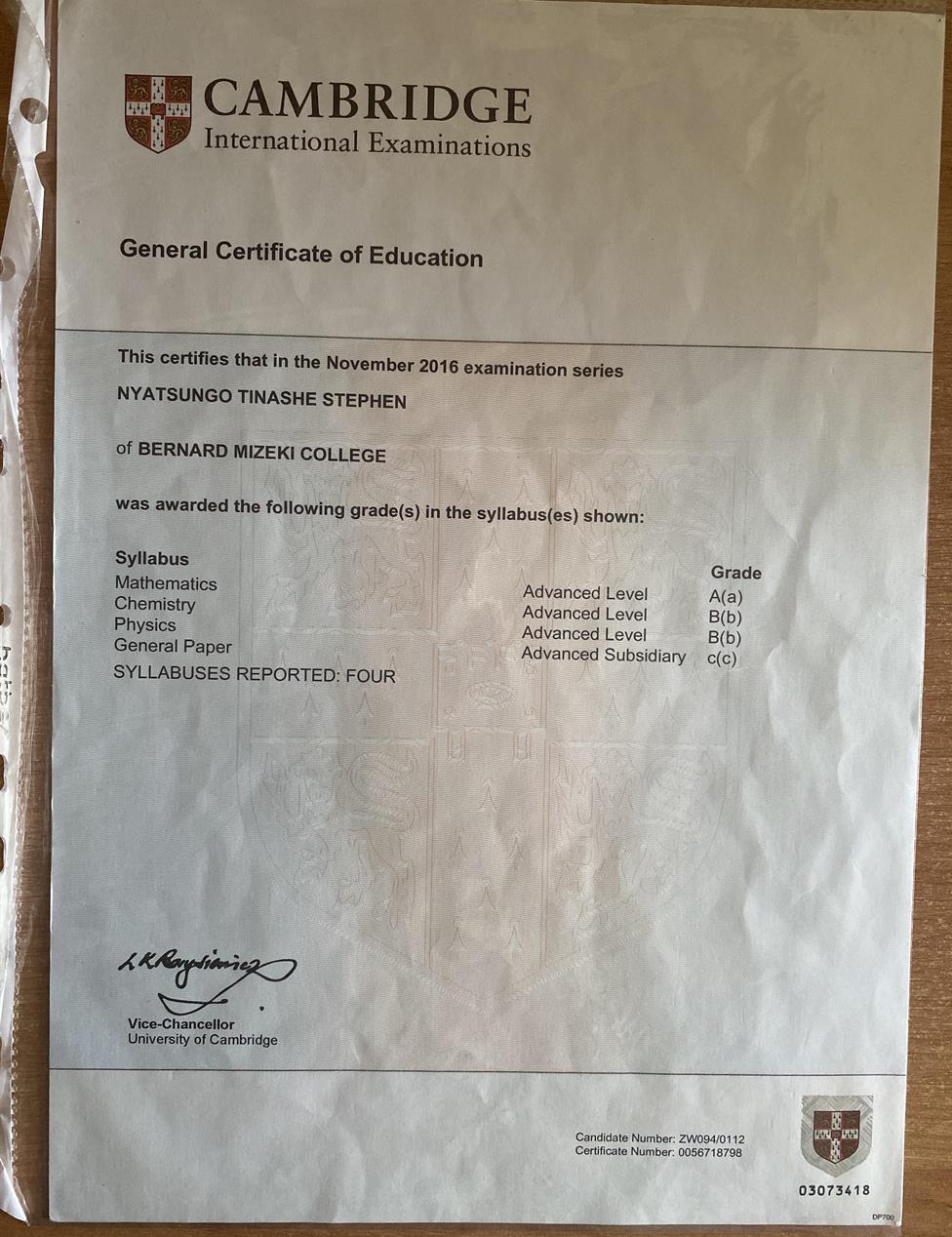 Cambridge International Examinations 