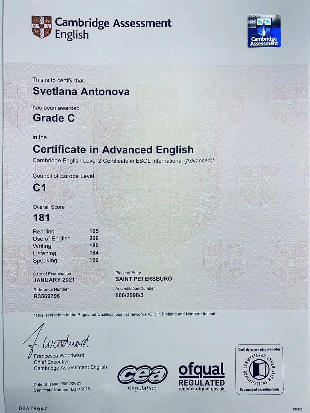 Cambridge Certificate in Advanced English 2021 Кембриджский сертификат, подтверждающий уровень Advanced