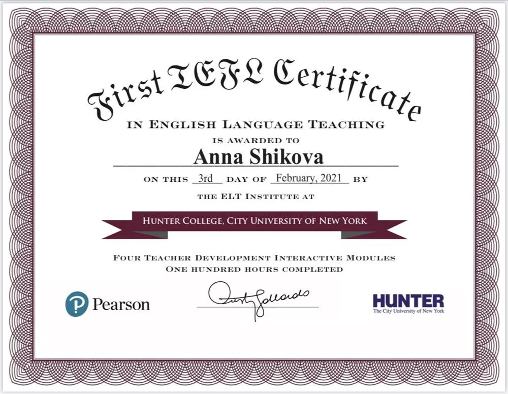 TEFL Certificate in English Language Teaching
