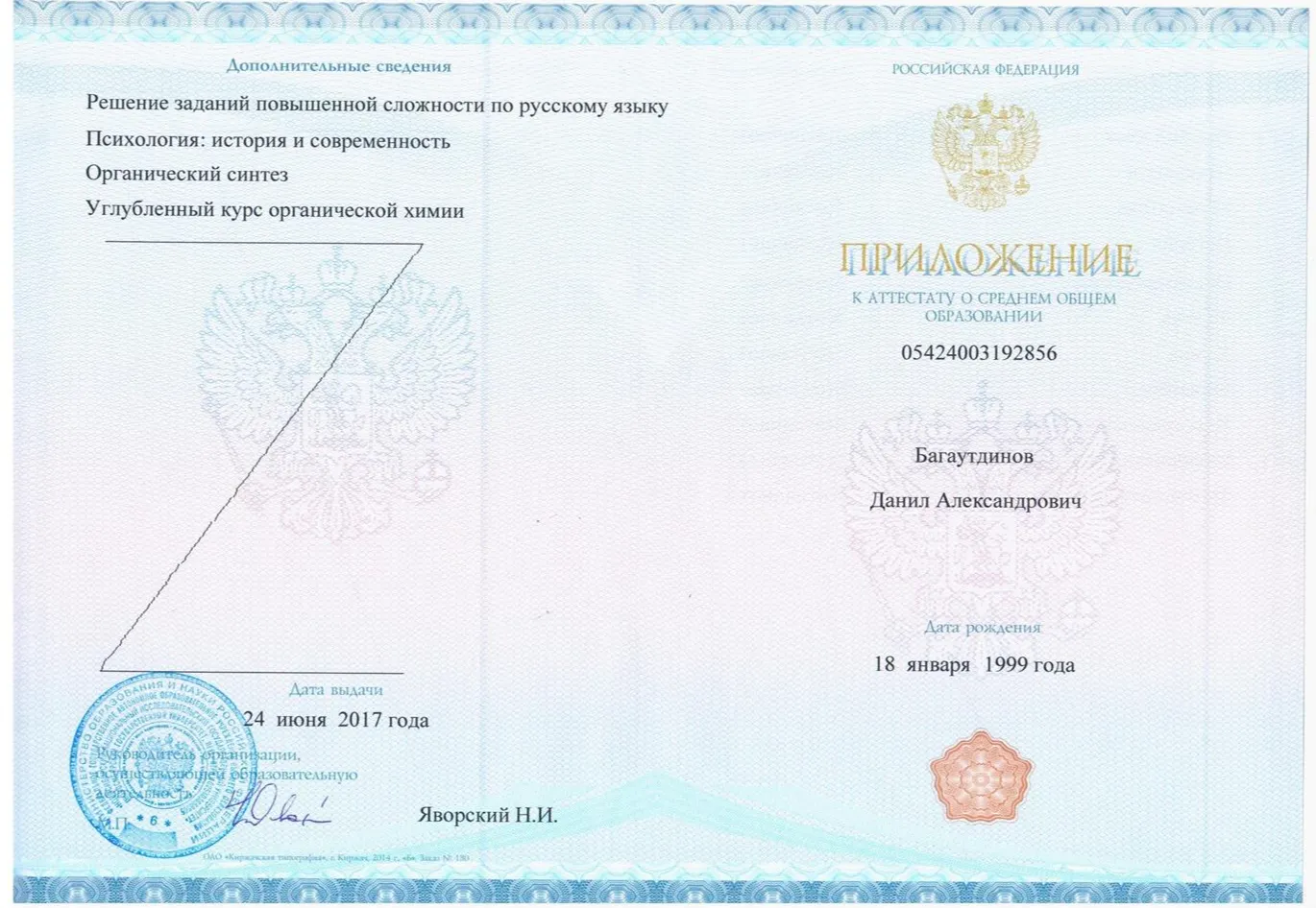 Подтверждение успешного прохождения курса по решению задач по русскому языку повышенной сложности