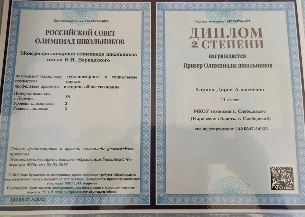 Диплом призера