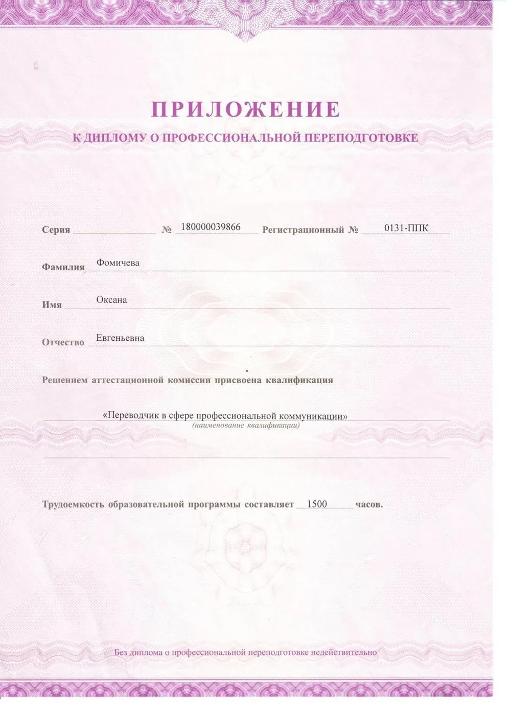 Диплом о профессиональной переподготовке