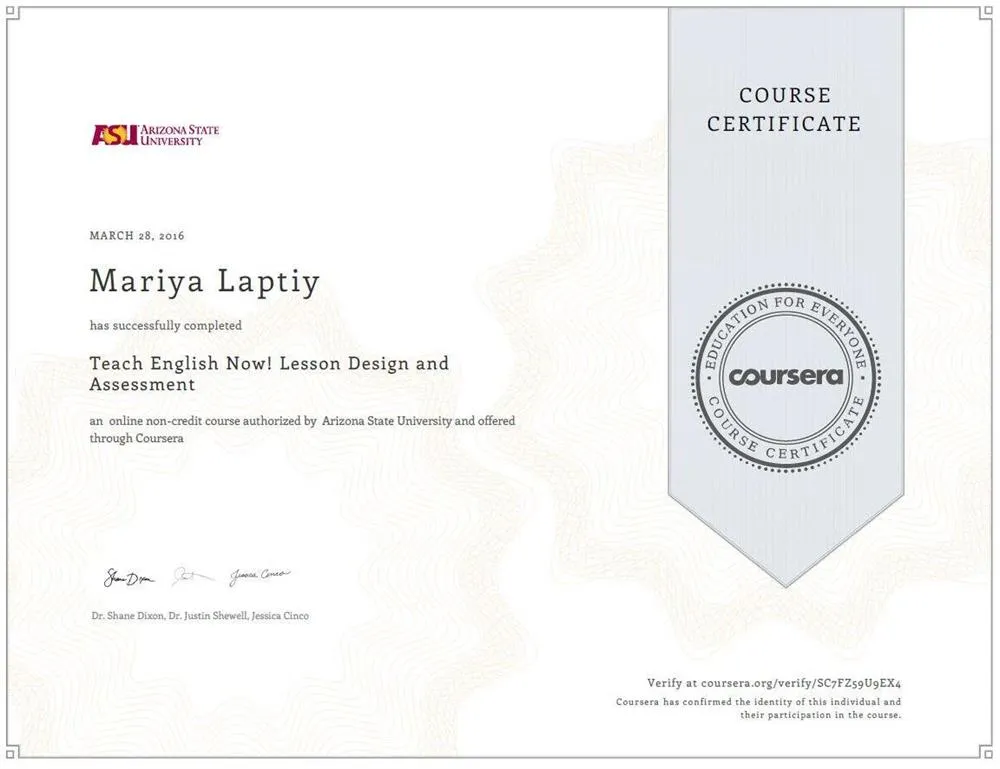 Arizona State University- Lesson Design and Assessement