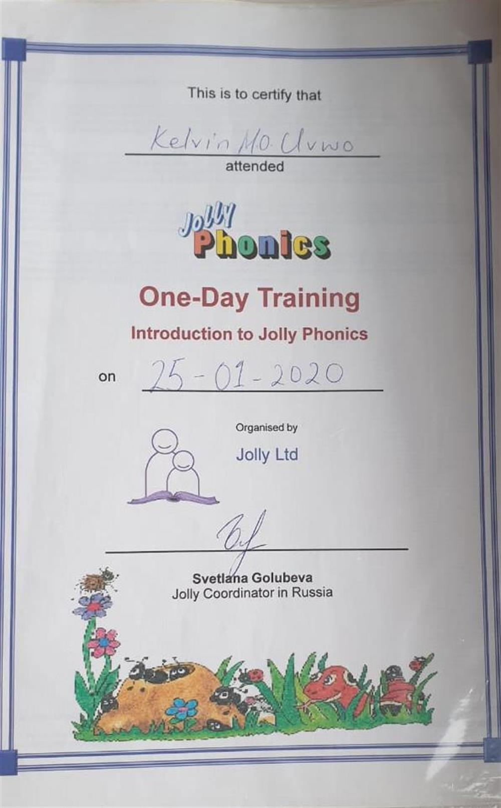 Certificate 2020 Jolly Phonics