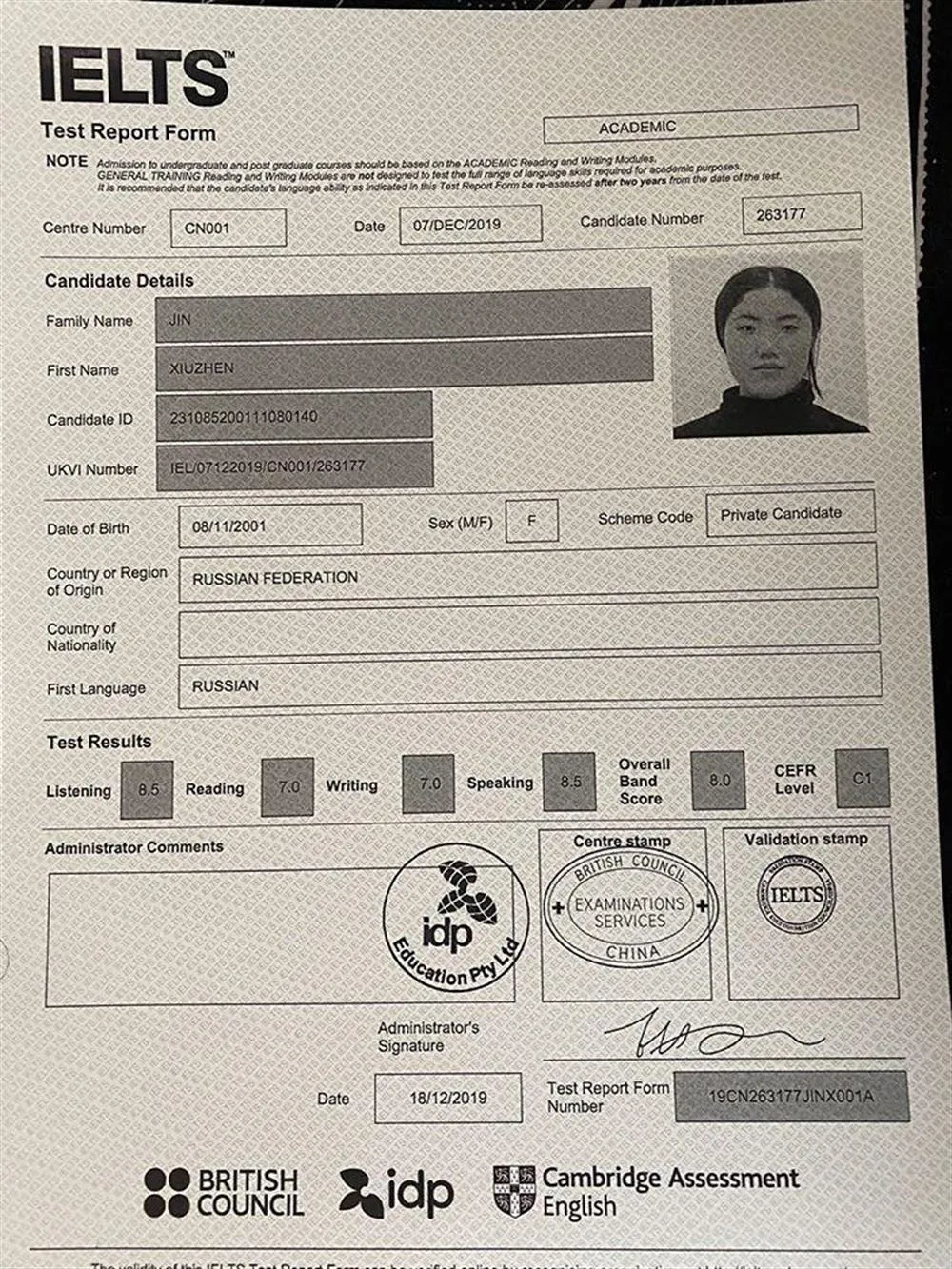 IELTS 8.0