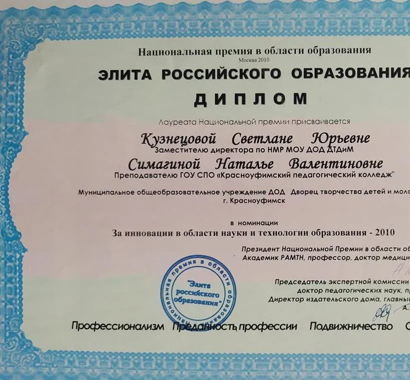 Профессиональные достижения