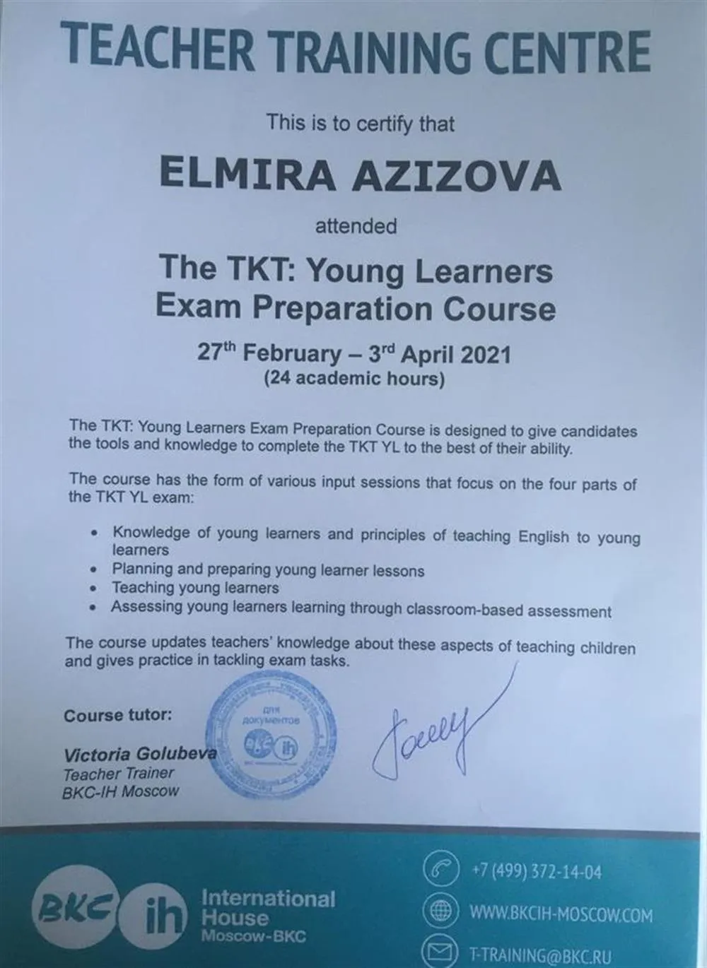 The TKT: Young Learners Exam Preparation Course