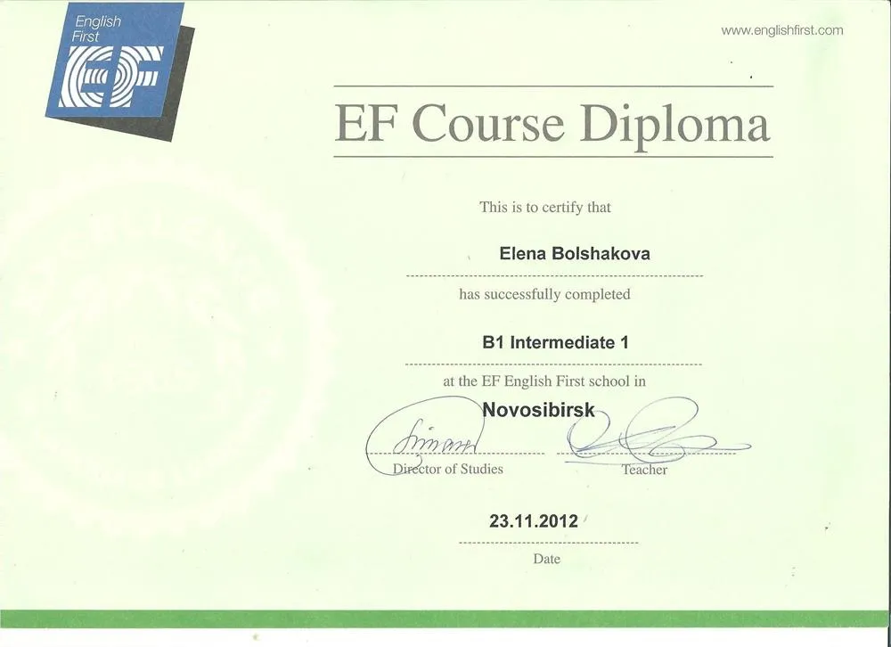 Certificate of Attendance B1-1 level