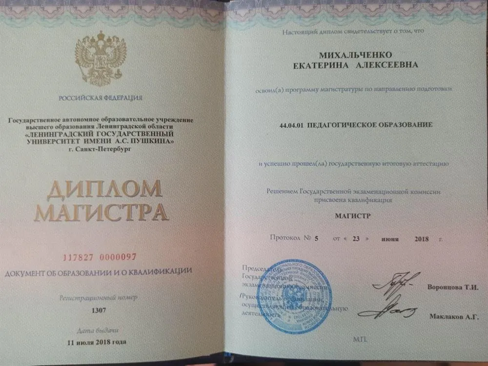 Диплом магистра, титульный лист