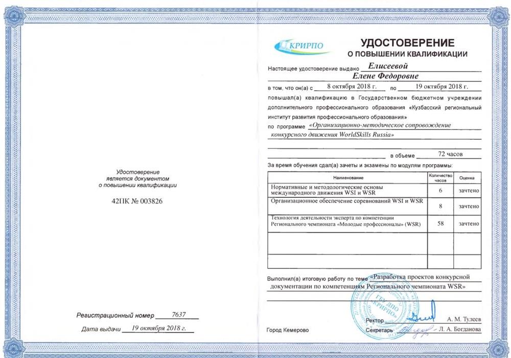 Удостоверение (повышение квалификации)