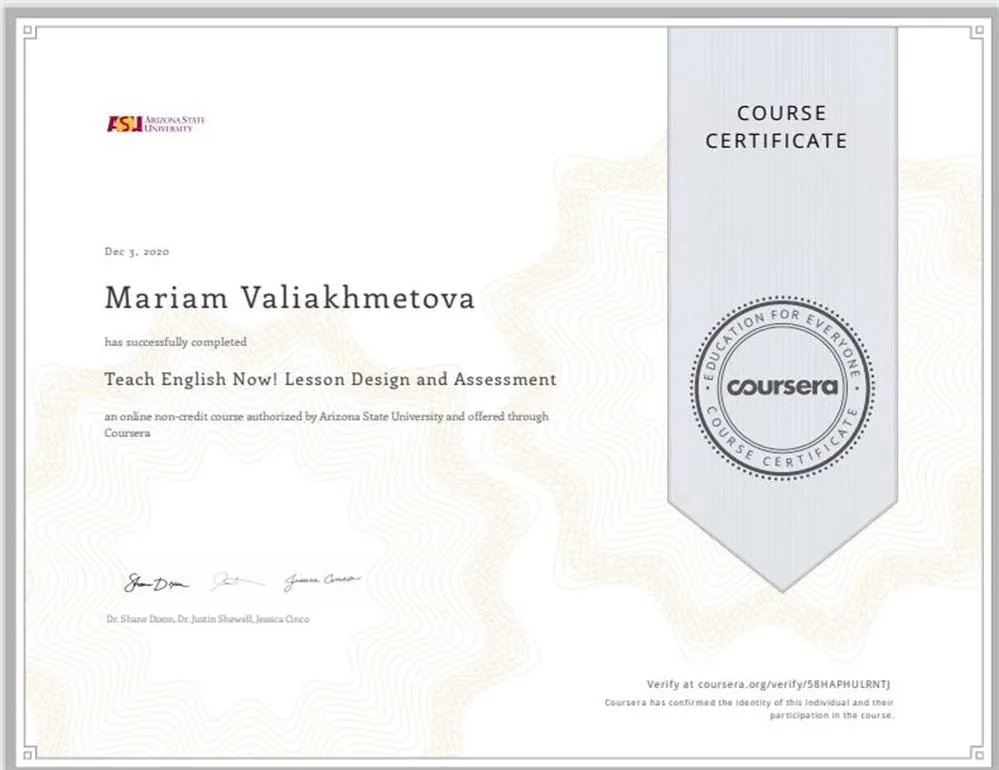 Teach English Now! Lesson Design and Assessment by Arizona State University 